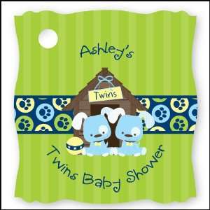  Twin Boy Puppy Dogs   20 Personalized Baby Shower Die Cut 