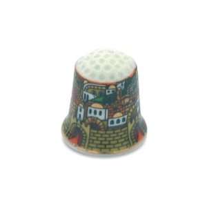   Centimeter Ceramic Thimbles with a Scene of Jerusalem 