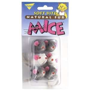  Booda 6 Natural Fur Mice Soft Bite Cat Toys