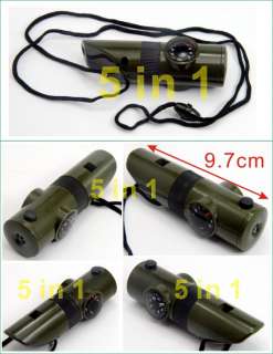 Compass Thermometer Led light Whistle Magnifer Rope line deep green 
