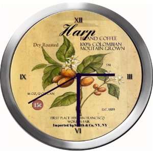  HARP 14 Inch Coffee Metal Clock Quartz Movement Kitchen 