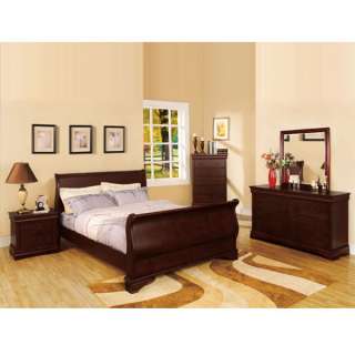 Solid Wood Laurelle Dark Cherry Finish 6 Piece Bedroom Set  