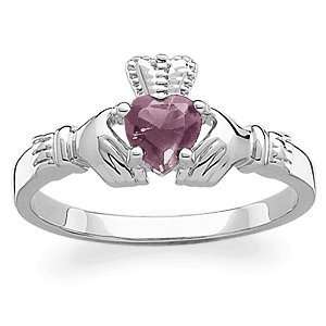  Sterling Silver June Birthstone Claddagh Ring, Size 9 