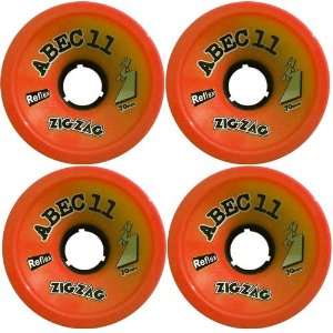  Abec 11 Longboard Wheels zig zags Orange 70mm 86a (Set of 