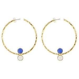  Bita Pourtavoosi Hammered Hoop with 2 Cabochons, Earrings Bita 