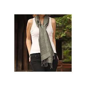  NOVICA Silk scarf, Olive Supreme