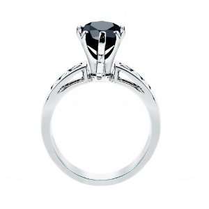 Gold Wedding Band Pear Cut Black Diamond Accent Ring (3.00 ctw) (Black 