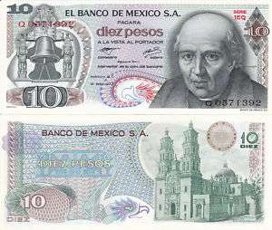 Mexico $ 10 Pesos Miguel Hidalgo Feb 18, 1977 UNC.  