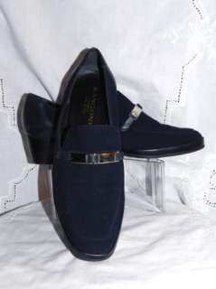 RANGONI OF FLORENCE NAVY BLUE LEATHER STRETCH PUMPS SZ 9 C  