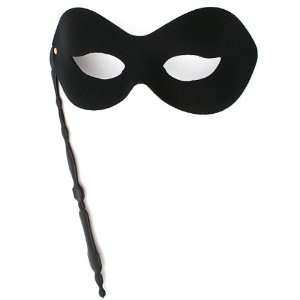  Black Mardi Gras Mask with Handle 