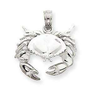    14k Gold White Gold Stone Crab Facing Down Pendant Jewelry