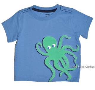 Gymboree Boys Deep Sea Adventure Blue Shark Octopus Shirts NWT 3 24 m 