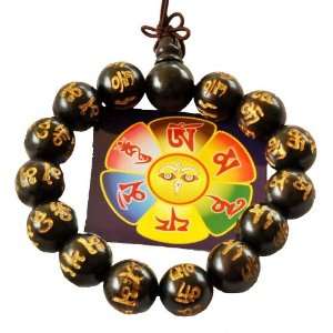  Tibetan Mantra Prayer Dark Wood Prayer Beads Wrist Mala 