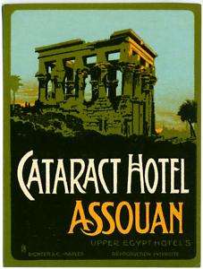 Cataract Hotel ~ASSOUAN EGYPT~ Richter Label, c. 1935  