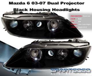   2005 2006 MAZDA 6 MAZDA6 OEM STYLE PROJECTOR BLACK HEADLIGHT+FOG LAMPS
