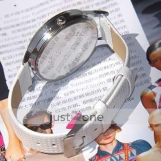 lady quartz wristwatch metal case white pu leather band artikel