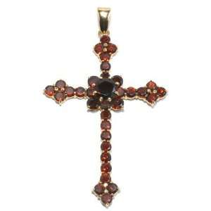    Pendant in White 925 Silver with Garnet, form Cross, weight 9 grams