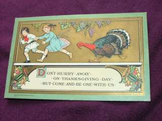 Vtg Bon Ton Postcard Thanksgiving Turkey Chasing Kids  
