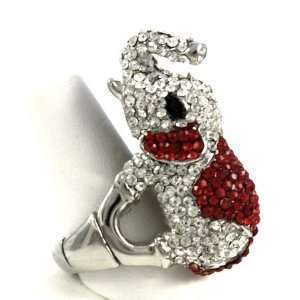 XX Large 3 D Red/Ice Crystal Covered Elephant Ring on 