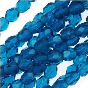  Czech Fire Polish Glass Beads 4mm Round Capri Blue (50 