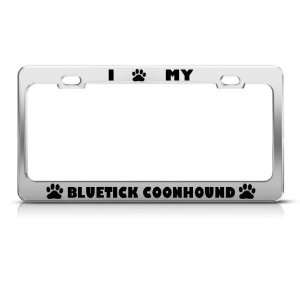 Bluetick Coonhound Dog Dogs Chrome license plate frame Stainless