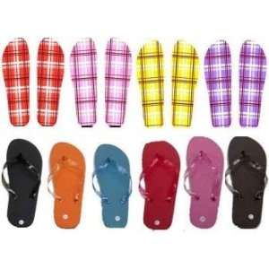  Womens Plaid and Solid Flip Flops Case Pack 72 