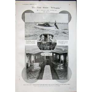  1907 Motor Boat Britannia Cabin Lipton Solent Thomas