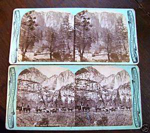 early photo stereoview card Chas Bierstadt Yosemite  