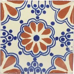  Mexican Tile   4x4 Terra Cotta & Blue Lace Talavera