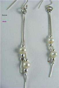 Handcrafted silver earrings pearls Israeli jewellery boucles d 