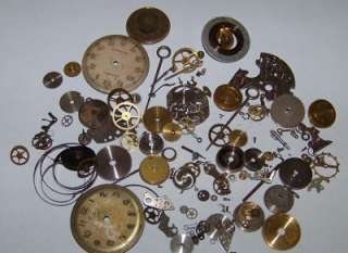 1oz Biggie Small STEAMPUNK Old Watch Parts GEARS Dials Hands Large 