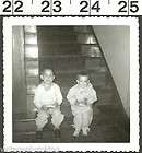   OLD PHOTO OF 2 CUTE LITTLE BOYS POSING ON THE STEPS IN HOUSE (P417