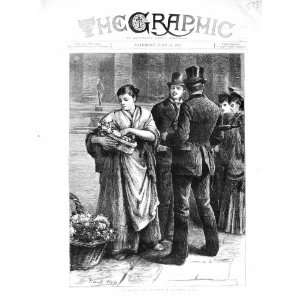    1872 London England Flower Girl Seller Street Scene