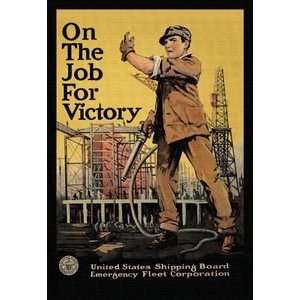  On the Job for Victory   12x18 Framed Print in Gold Frame 
