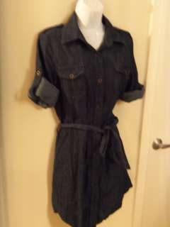 Black Denim Shirt Dress retro rockabilly pinup vintage  