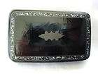 Fine Antique Paper Mache Snuff Box MOP Mother of Pearl & Silver Inlay