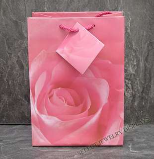 20pc Pink Rose Jewelry Shopping Gift Bag Tote 6 3/4H  