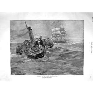  1894 Life Boat Rescue Ship Picking Up Homeward Bounder