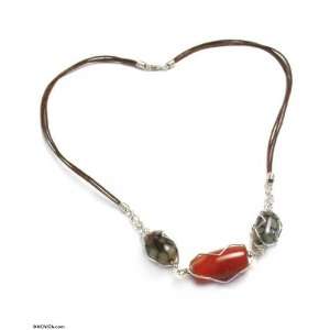  Agate and carnelian pendant necklace, Bright Land 