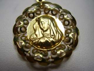 Beautiful 18K Yellow Gold Blessed Mother Medal  
