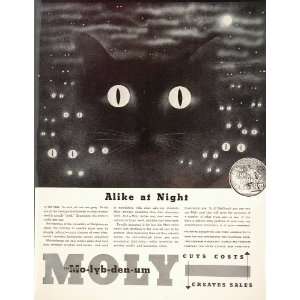  1936 Ad Moly Steel Climax Molybdenum Company Cat Eyes 