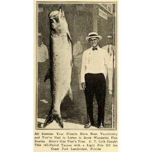 1922 Print C. T. Link Fisherman Giant Tarpon Fish Catch   Original 