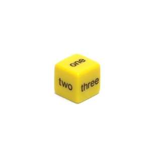  16mm Opaque Word Numbers Dice (one thru six), Yellow/Black 