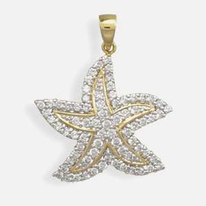   CZ Starfish Pendant Crafted in Non Tarnish Sterling Silver, 14kt Gold