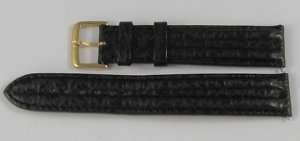 OMEGA Black Leather Watch Strap with Gold Tang Buckle  