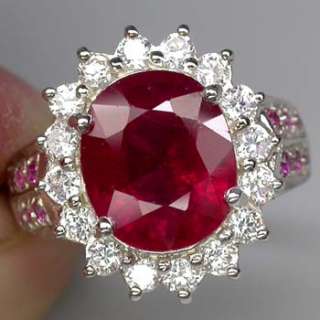 DELIGHTFUL TOP BLOOD RED RUBY MAIN STONE 5.90 CT. SAPP 925 SILVER RING 