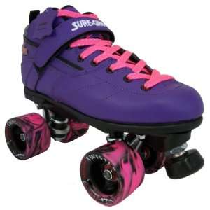 Sure Grip Rebel Twister Speed Skates   Purple Leather Boots with Pink 