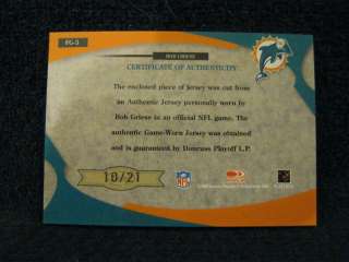 BOB GRIESE 2005 LEAF CERTIFIED FABRICS OF THE GAME 3COLOR PATCH #10/21 