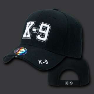 BLACK K9 CANINE POLICE OFFICER BASEBALL CAP HAT CAPS  