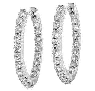 00 CT TW Diamond Inside/Outside Hoop Earrings in White Gold F VS2 